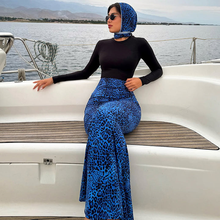 Damen Maxikleid mit trendigem Leopardenmuster und schickem Schal Echo Archiv
