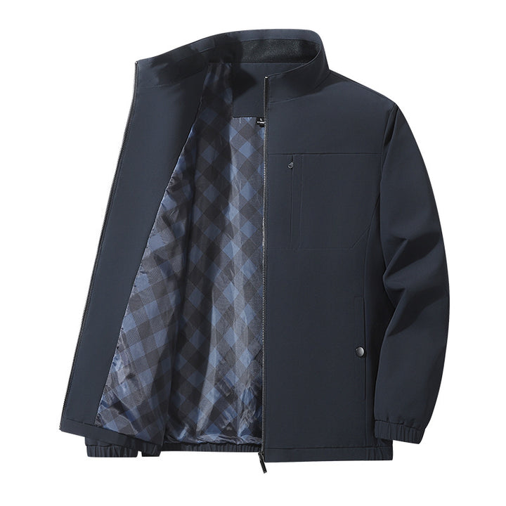 Moderne Herren Komfort Blouson mit karierter Innenseite, verdecktem Zwei-Wege-Reißverschluss und elastischen Ärmelbündchen – Taviero