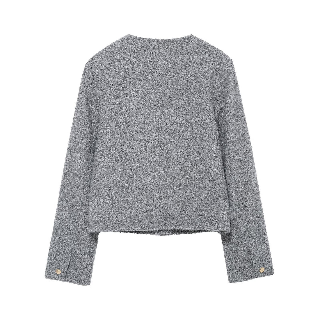 Damen Bouclé-Boxy-Jacke mit goldenen Knöpfen und aufgesetzten Taschen Echo Archiv