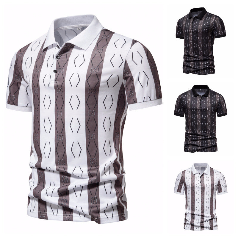 Herren Poloshirt mit einzigartigem grafischen Muster und modernem Kragen Echoarchiv