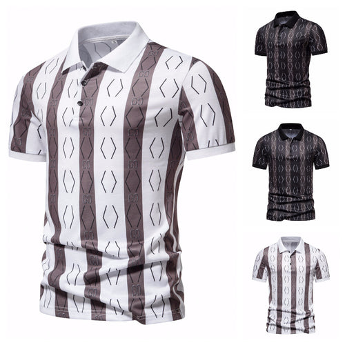 Herren Poloshirt mit einzigartigem grafischen Muster und modernem Kragen Echoarchiv