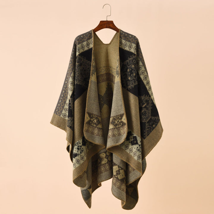 Damen Jacquard Poncho mit Paisley‑Muster – Avérine