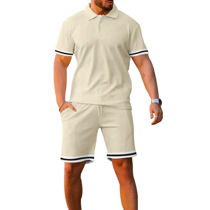 Herren Sportliches Polo- und Shorts-Set mit Kontrastdetails Echoarchiv