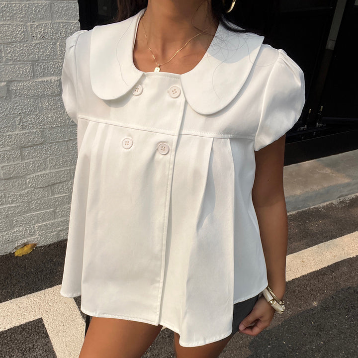 Damen Bluse mit raffinierter Knopfleiste und verspielten Puffärmeln Echo Archiv