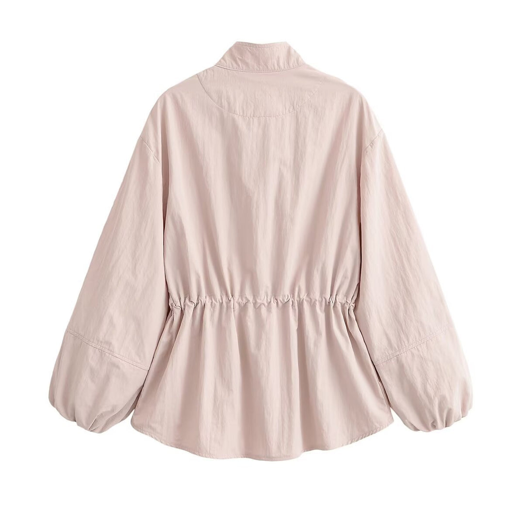 Damen Leichte Windjacke mit Tunnelzug-Taille und Ballonärmeln Echo Archiv