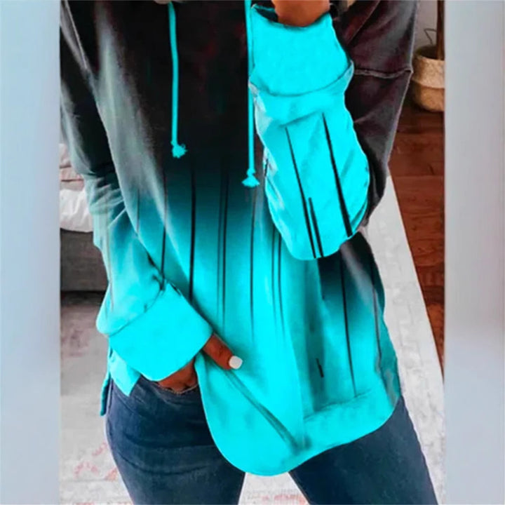 Damen nan Relaxed-Fit Kapuzen-Sweatshirt mit Ombre-Effekt, Kordelzug, abgerundetem Saum und seitlichen Schlitzen Echo Archiv