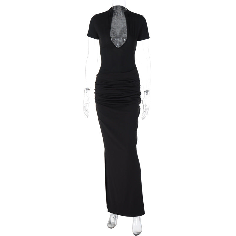 Damen Elegantes Maxikleid mit tiefem Ausschnitt und Raffungen Echo Archiv
