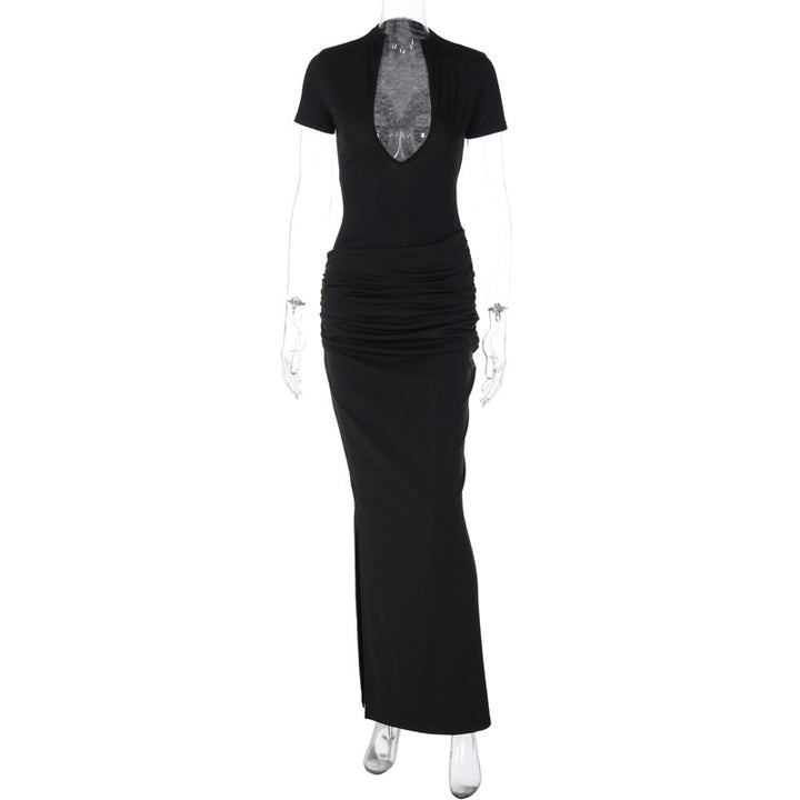 Damen Elegantes Maxikleid mit tiefem Ausschnitt und Raffungen Echo Archiv