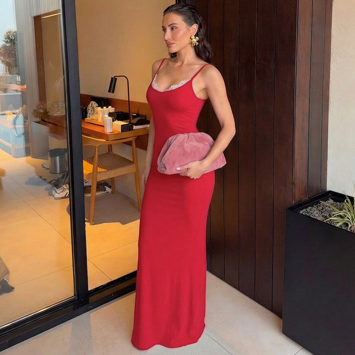 Damen Elegantes Maxikleid mit verstellbaren Trägern Echo Archiv