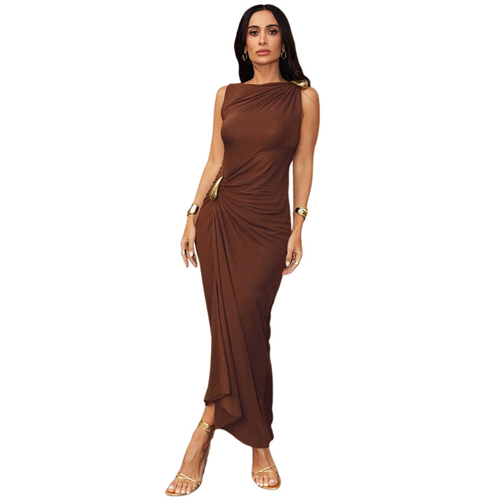Damen Elegantes Maxikleid mit asymmetrischem Schnitt und Raffungen Echo Archiv