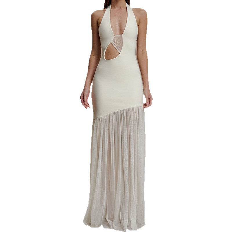 Damen Elegantes Maxikleid mit asymmetrischem Schnitt und tiefem V-Ausschnitt Echo Archiv
