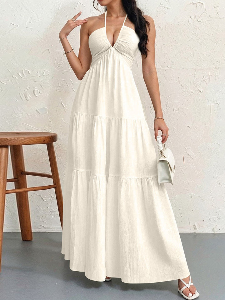 Damen Maxikleid mit tiefem V-Ausschnitt und luftiger Silhouette Echo Archiv