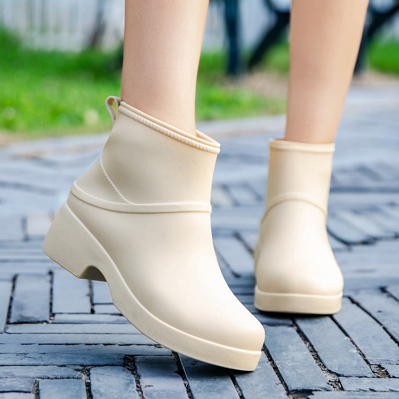 Damen Gummi-AnklEchoarhivoots wasserdicht mit Plateau-Profilsohle und Zuglasche Echoarhiv