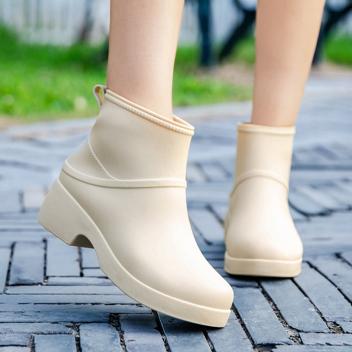Damen Gummi-AnklEchoarhivoots wasserdicht mit Plateau-Profilsohle und Zuglasche Echoarhiv