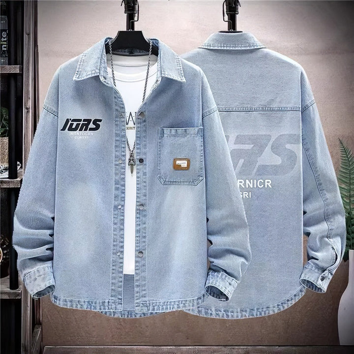 Herren Oversized Denim-Hemdenjacke im Vintage-Wash mit aufgesetzter Brusttasche Echoarchiv