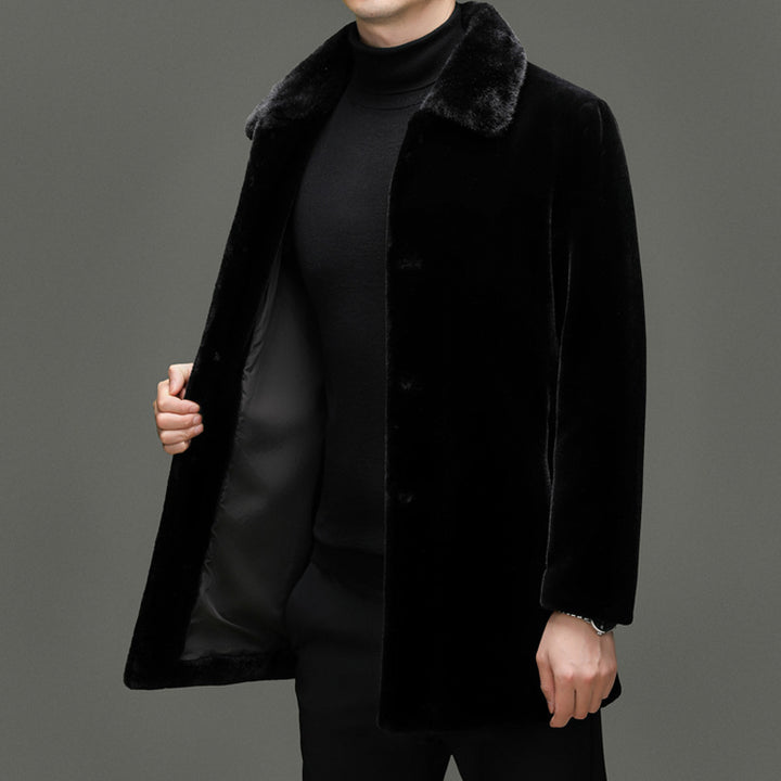 Herren modischer Oversized-Mantel mit elegantem Kunstfellkragen Echoarchiv