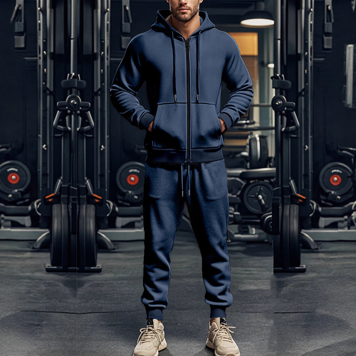 Herren sportliches Hoodie- und Jogginghose-Set mit durchgehendem Reißverschluss und elastischem Bund Echoarchiv