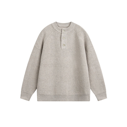 Unisex Rippsweater mit Henley-Knopfleiste und Raglanärmeln Echoarchiv