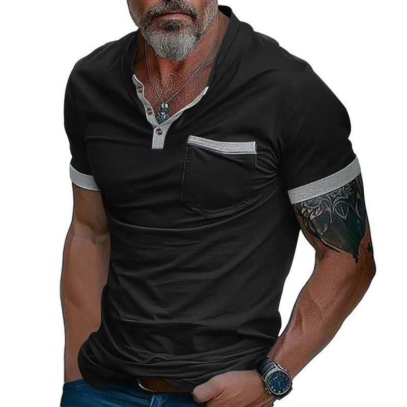 Herren Poloshirt mit modischem Kragen und Brusttasche Echoarchiv
