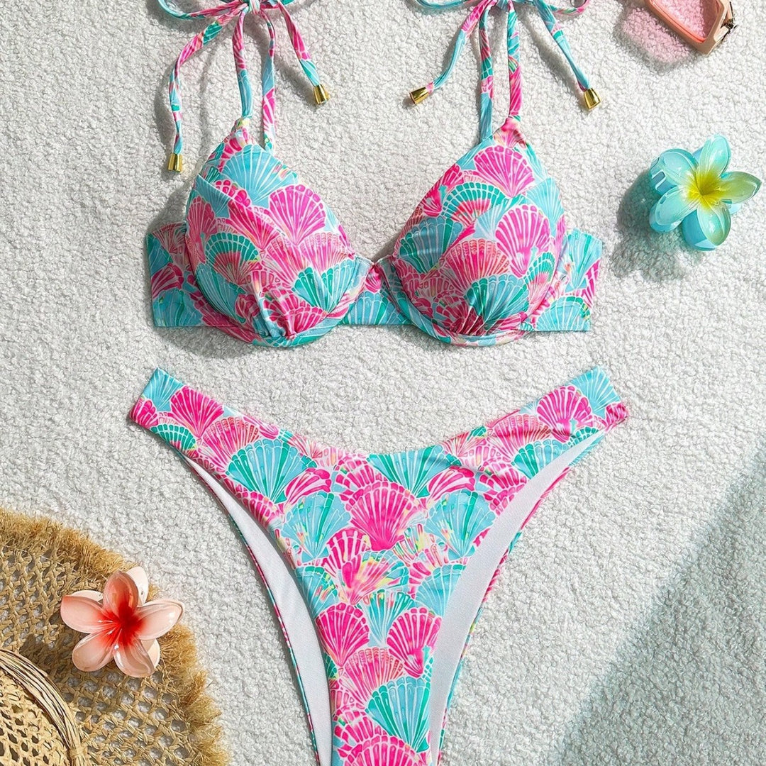 Damen Triangel-Bikini mit verspieltem Muschel-Motiv Echo Archiv