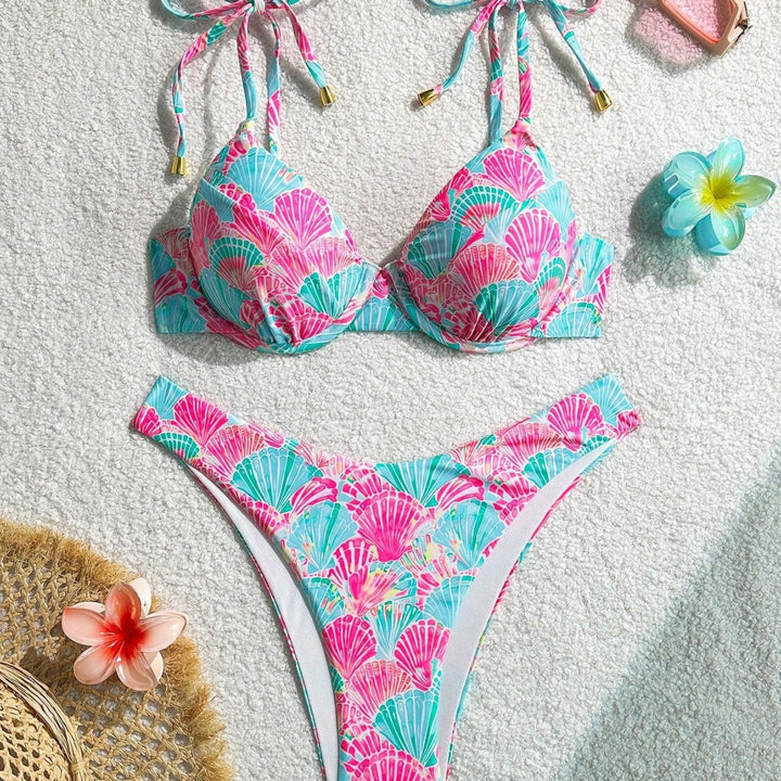 Damen Triangel-Bikini mit verspieltem Muschel-Motiv Echo Archiv