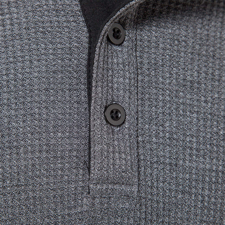 Herren Langarm-Henley-Shirt mit strukturierter Oberfläche Echoarchiv