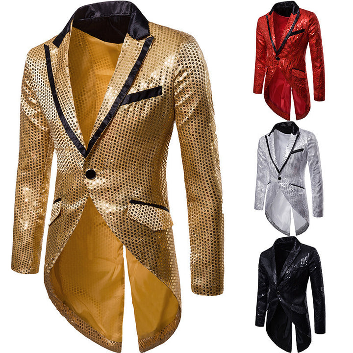 Herren eleganter Pailletten-Blazer mit asymmetrischem Schnitt und luxuriösem Design Echoarchiv