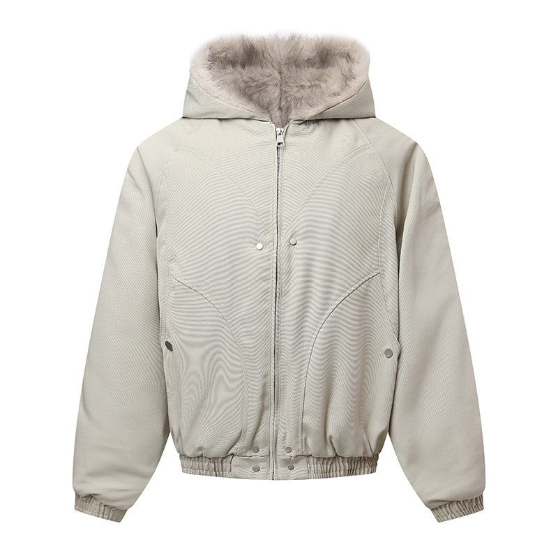 Unisex Kapuzenblouson mit wärmendem Teddyfutter, elastischem Saum und verdeckter Knopfleiste Echoarchiv
