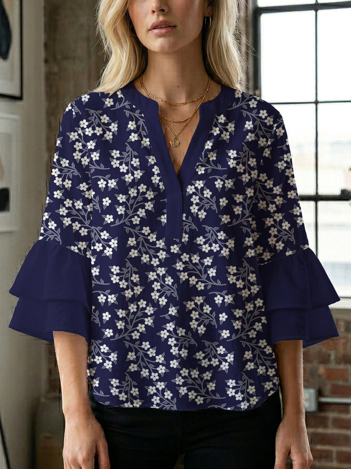 Damen Bluse mit voluminösen Ärmeln und floralem Design Echo Archiv