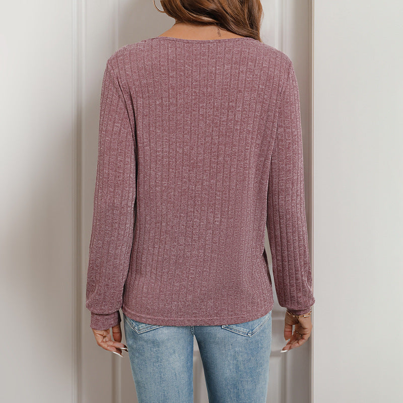 Damen Geripptes Layering-Top mit Zierknopfleiste, Karree-Ausschnitt und taillierter Silhouette Echoarchiv