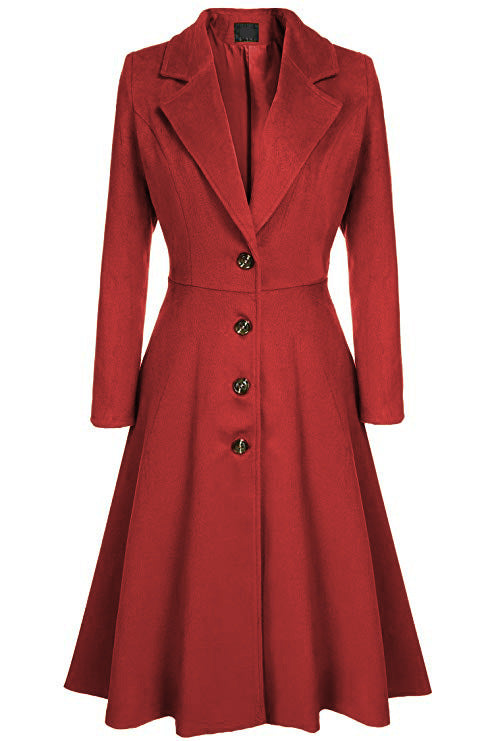 Damen Eleganter Wollmantel mit tailliertem Schnitt und langen Ärmeln – Montévia