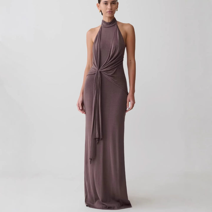 Damen Elegantes knöchellanges Wickelkleid mit tiefem Schlitz Echo Archiv