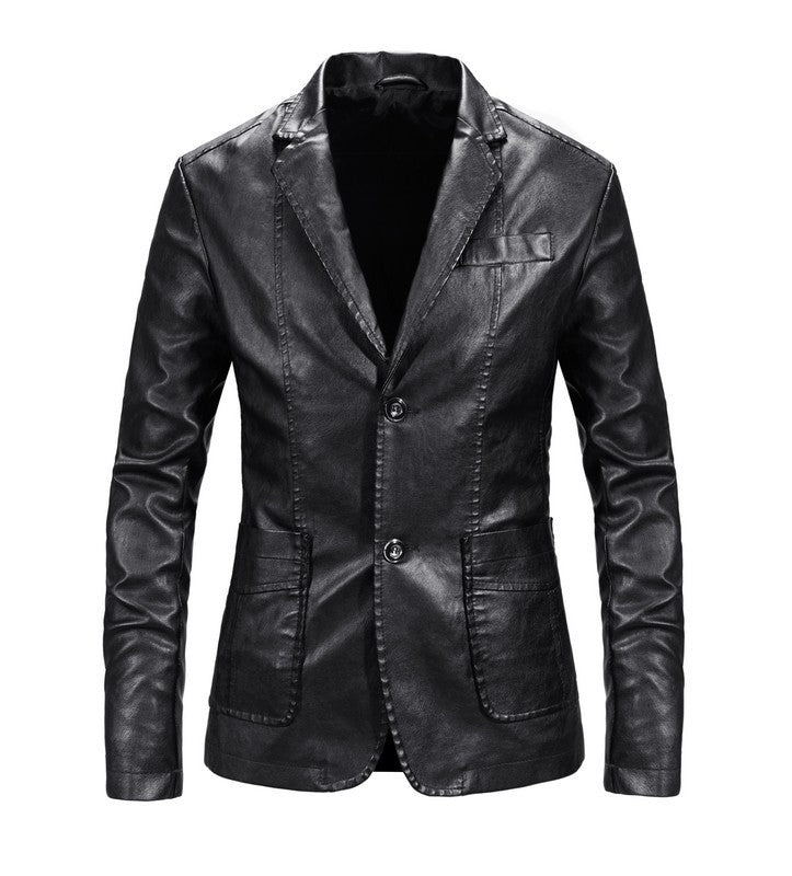 Herren elegante Kunstlederjacke mit modernem Schnitt und praktischen Taschen Echoarchiv