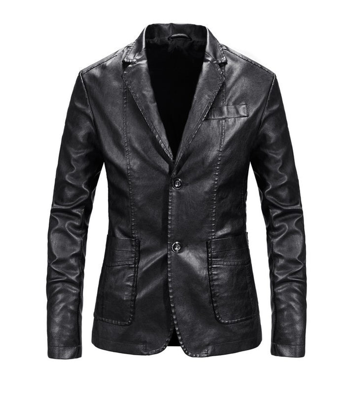 Herren elegante Kunstlederjacke mit modernem Schnitt und praktischen Taschen Echoarchiv