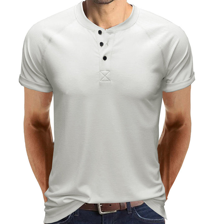 Herren Kurzarmshirt mit stilvollen Rippendetails und Knopfverschluss Echoarchiv