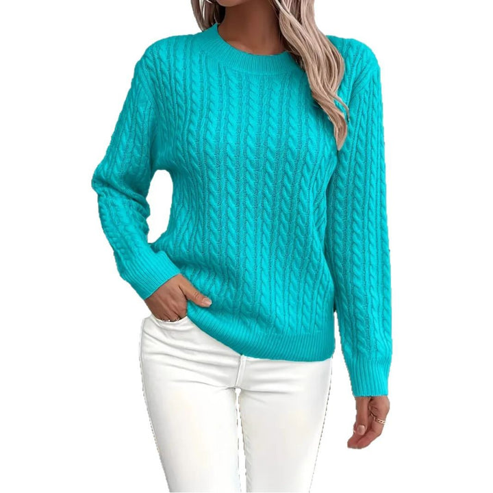 Damen nan Feinstrick-Zopfmuster Pullover mit Rundhalsausschnitt und tailliertem Schnitt Echo Archiv