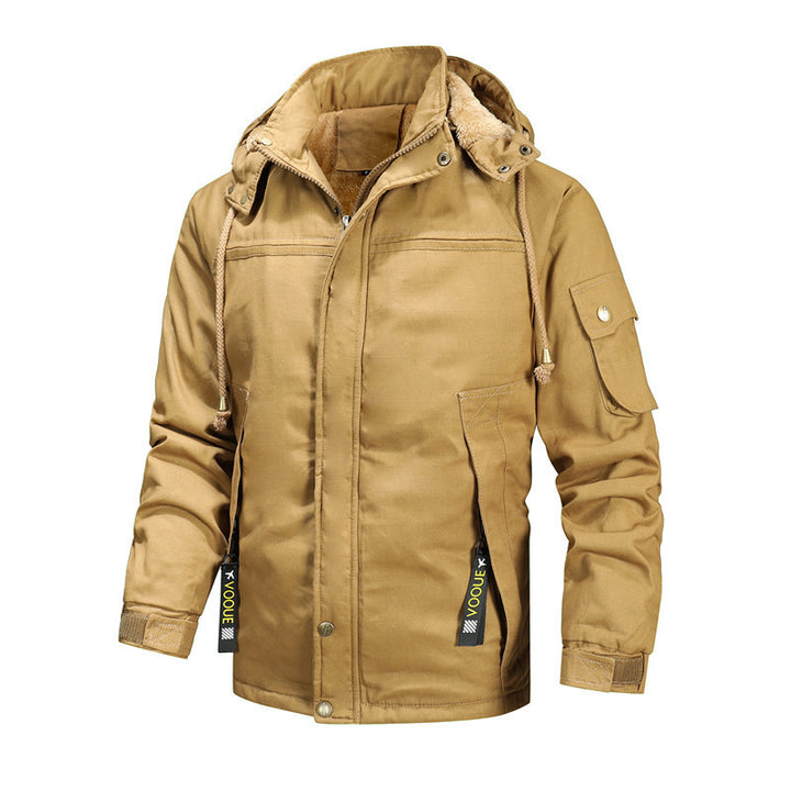 Herren wetterfeste Kapuzen-Canvasjacke mit Teddyfutter und Multifunktions-Taschen Echo Archiv