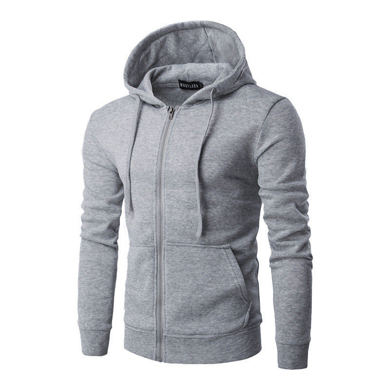 Herren Slim-Fit Kapuzensweatjacke mit mittigem Reißverschluss, doppellagiger Kapuze und praktischen Eingrifftaschen – Cavarno