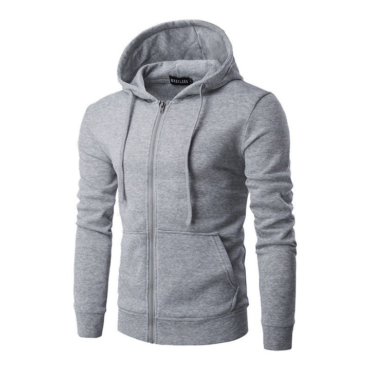 Herren Slim-Fit Kapuzensweatjacke mit mittigem Reißverschluss, doppellagiger Kapuze und praktischen Eingrifftaschen – Cavarno