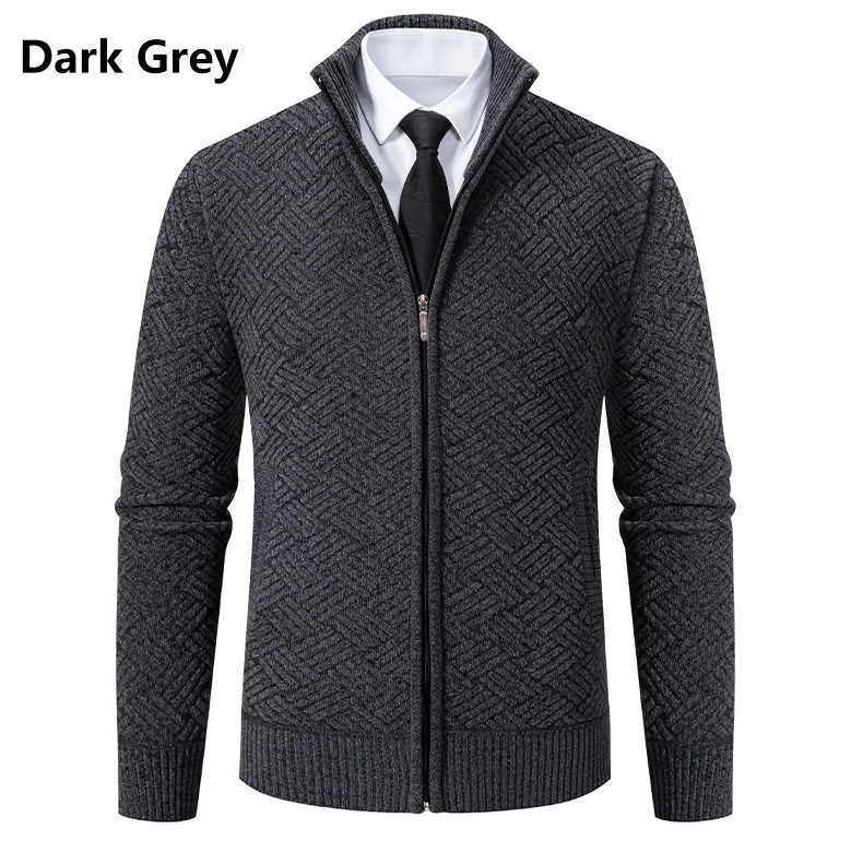 Herren Strickjacke mit modernem Zipper und kreativem Muster Echoarchiv