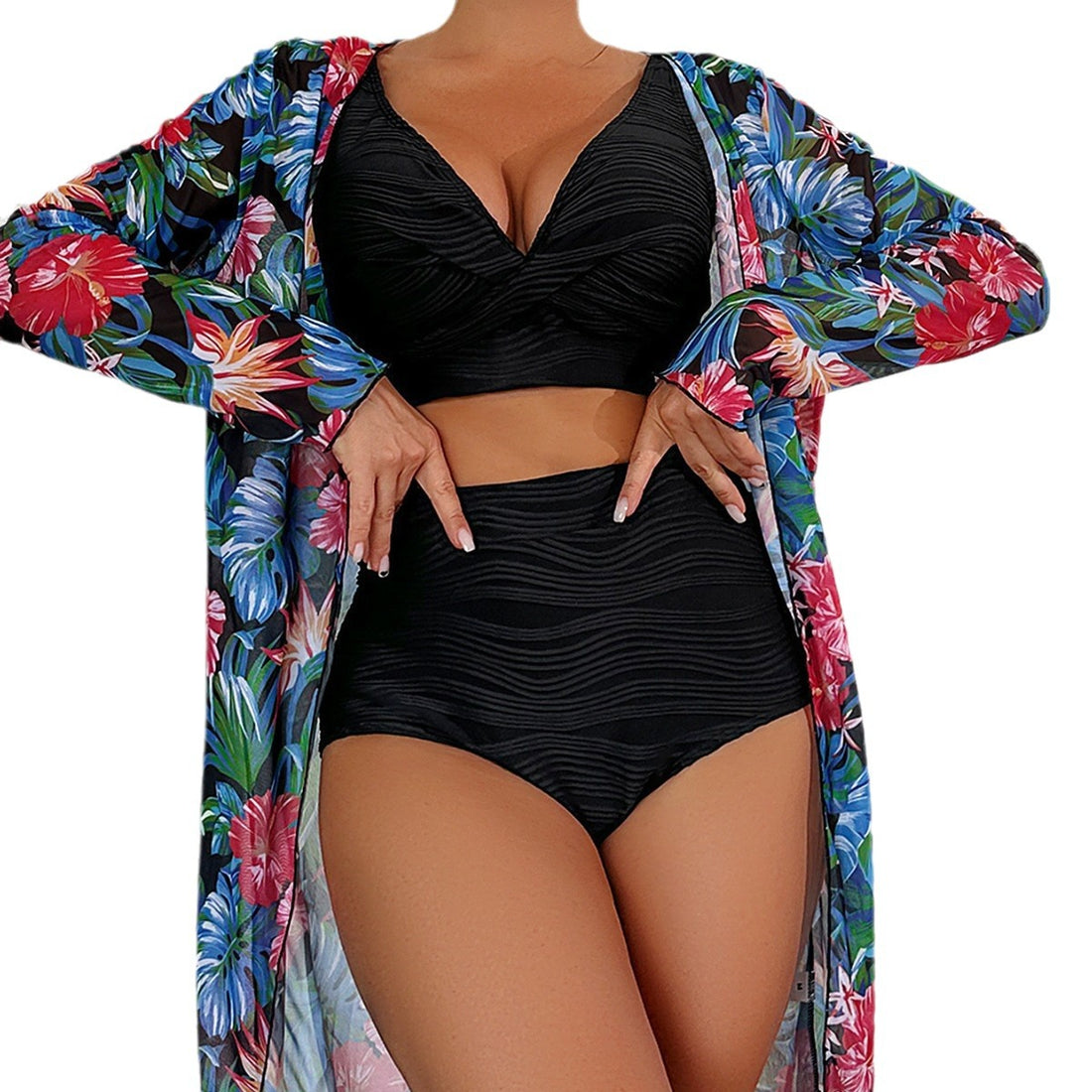 Damen Badeanzug mit farbenfrohem Kimono – Maréssa