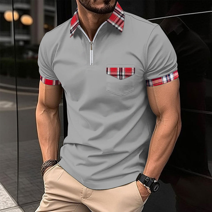 Herren Polo-Kurzarmhemd mit modischem Karo-Kragen Echoarchiv