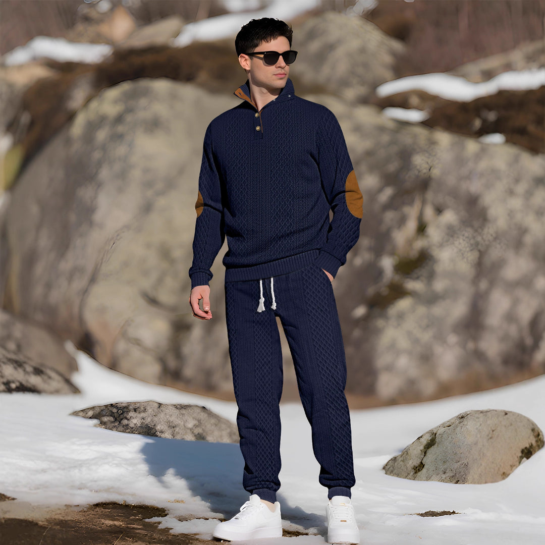 Herren Bequemer Strickpullover mit Stehkragen und modischen Knöpfen Echoarchiv