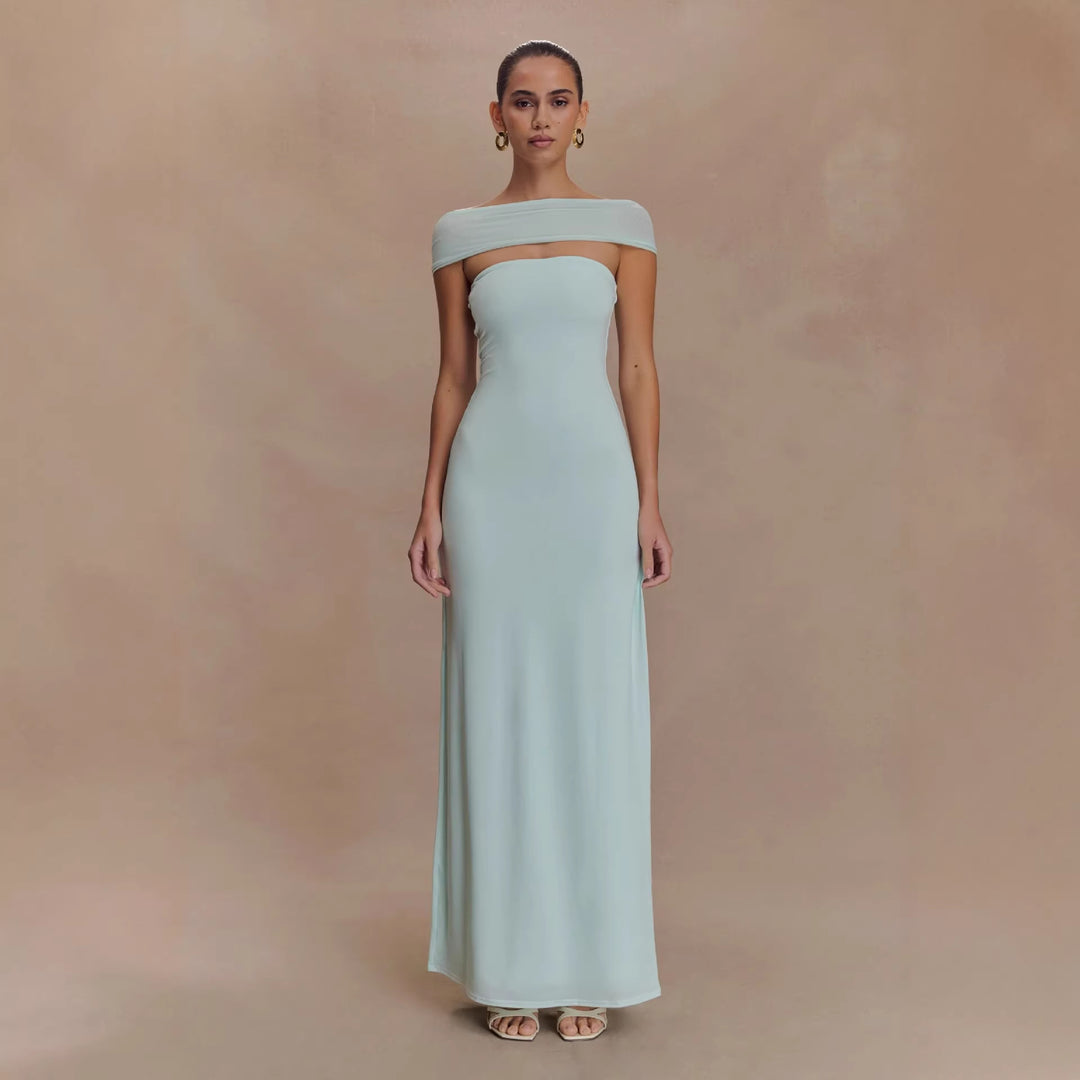 Damen Elegantes bodenlanges Kleid mit schulterfreiem Design Echo Archiv