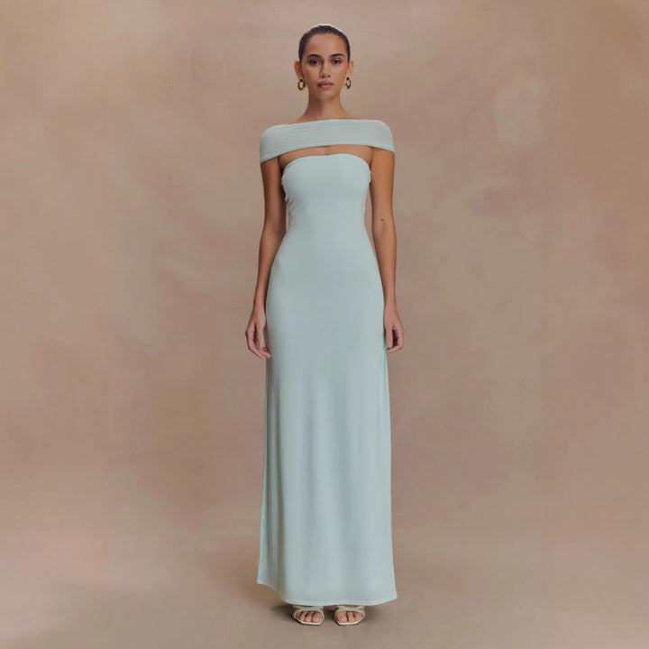 Damen Elegantes bodenlanges Kleid mit schulterfreiem Design Echo Archiv