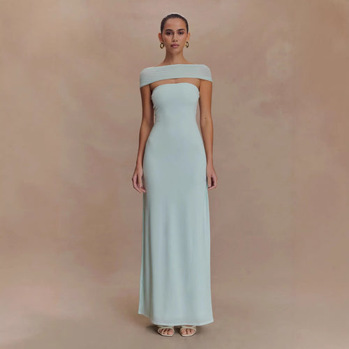Damen Elegantes bodenlanges Kleid mit schulterfreiem Design Echo Archiv
