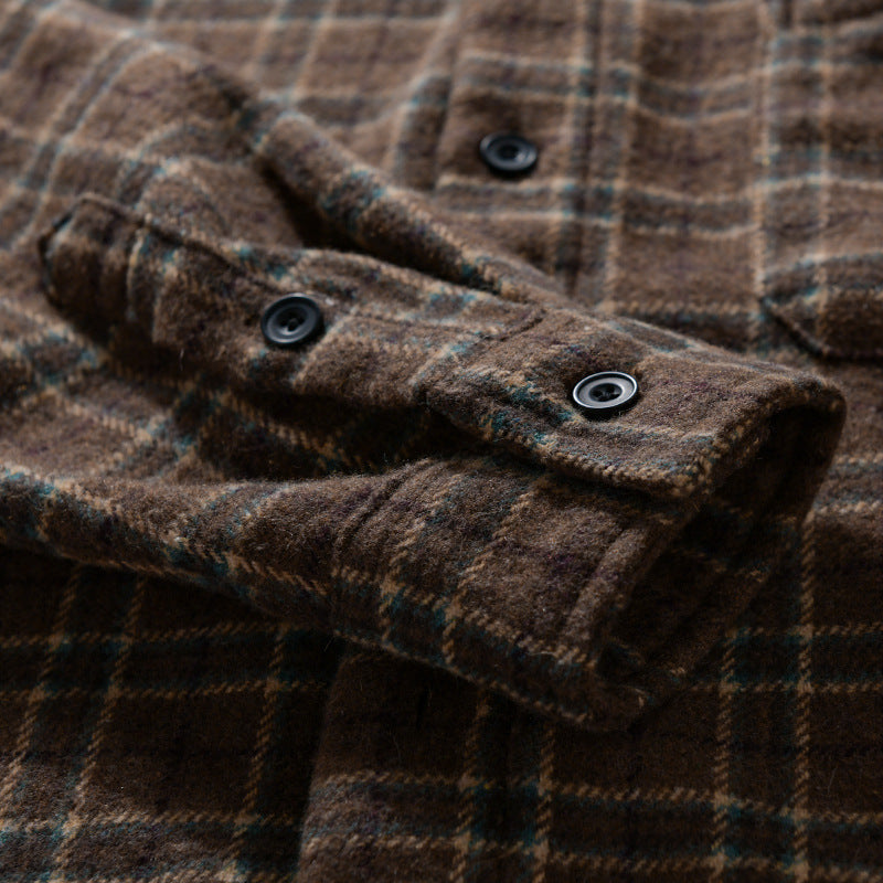 Herren Lockeres Flanell-Hemdjacken-Overshirt mit weichem Griff und aufgesetzter Brusttasche Echoarchiv