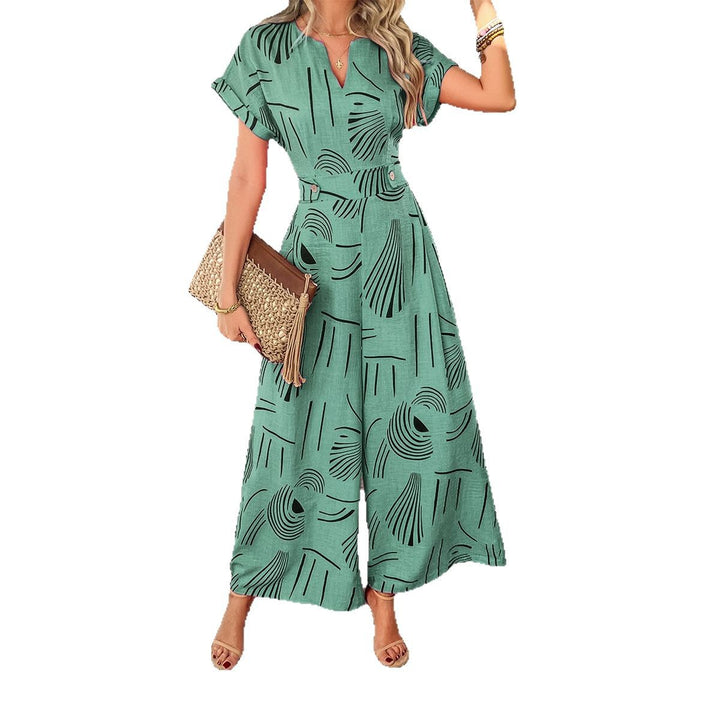 Damen Maxikleid mit modernen grafischen Mustern und elegantem V-Ausschnitt Echo Archiv