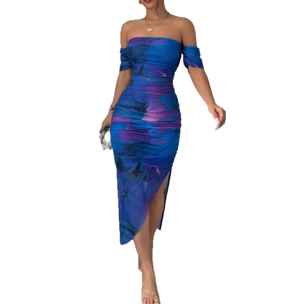 Damen Figurbetontes Midi-Kleid mit off-shoulder Design und elegantem Schlitz Echo Archiv