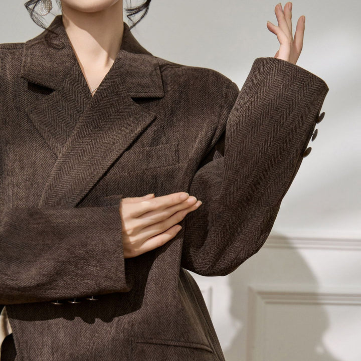 Damen Eleganter und vielseitiger Blazer mit Taillengürtel Echoarchiv